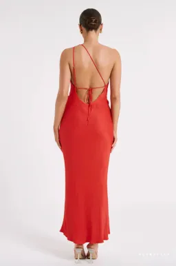 Meshki Alejandra One Shoulder Satin Maxi Dress Red Size L /Au 12 for rent on The Volte - image 3
