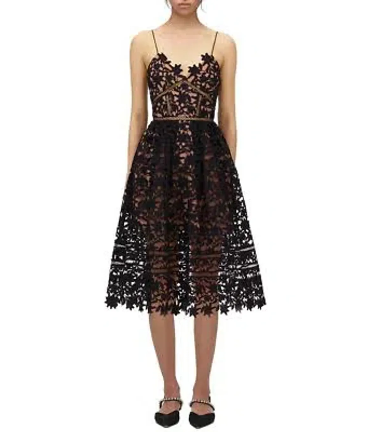 Self-Portrait Black Lace Midi Dress Black Size AU 8 - Image 2