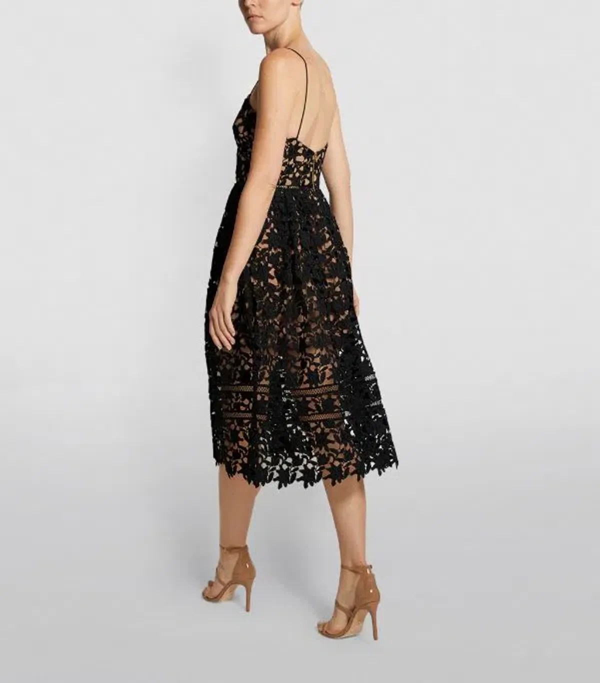 Self-Portrait Black Lace Midi Dress Black Size AU 8 - Image 3