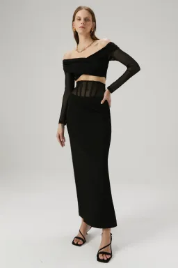 Misha Marceline Bonded Crepe Gown in Black Size 8/S for rent on The Volte - image 1