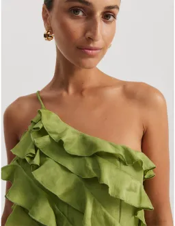 Country Road Cactus Ruffle Maxi Dress Green Size 4 for rent on The Volte - image 2