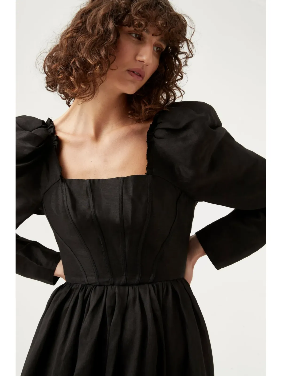 Aje Fleur Corset Long Sleeve Mini Dress in Black Size AU 8 - Image 3