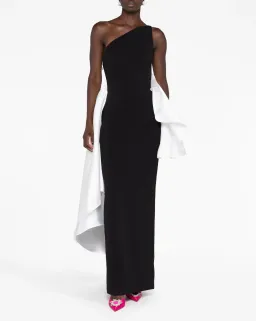 Solace London The Calla One Shoulder Dress Black/Cream Size 12 for rent on The Volte - image 1