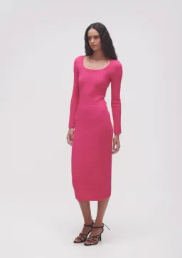 Aje Echo Bubble Body Midi Dress Hot Pink Size S / AU 8 for rent on The Volte - image 2