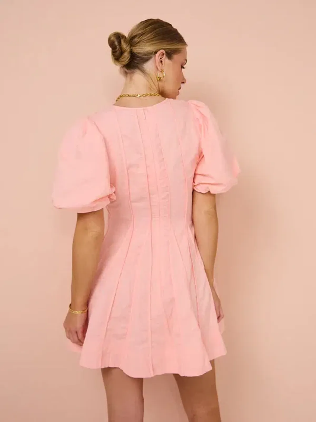 By Nicola Sea Loving Short Sleeve Mini Dress Rockmelon Pink Size 6 - Image 3