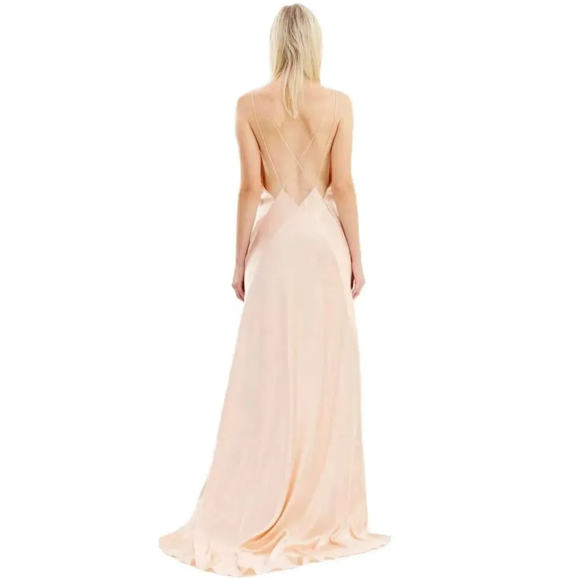 Michael Lo Sordo Alexandra Silk Dress Pink Champagne Size 8 - Image 3