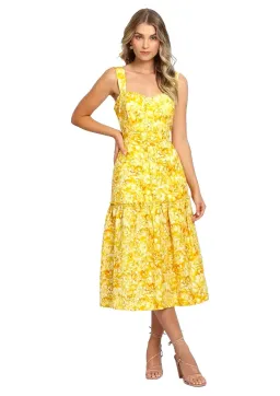 Rebecca Vallance Gialla Midi Dress in Yellow Size 8 for rent on The Volte - image 1