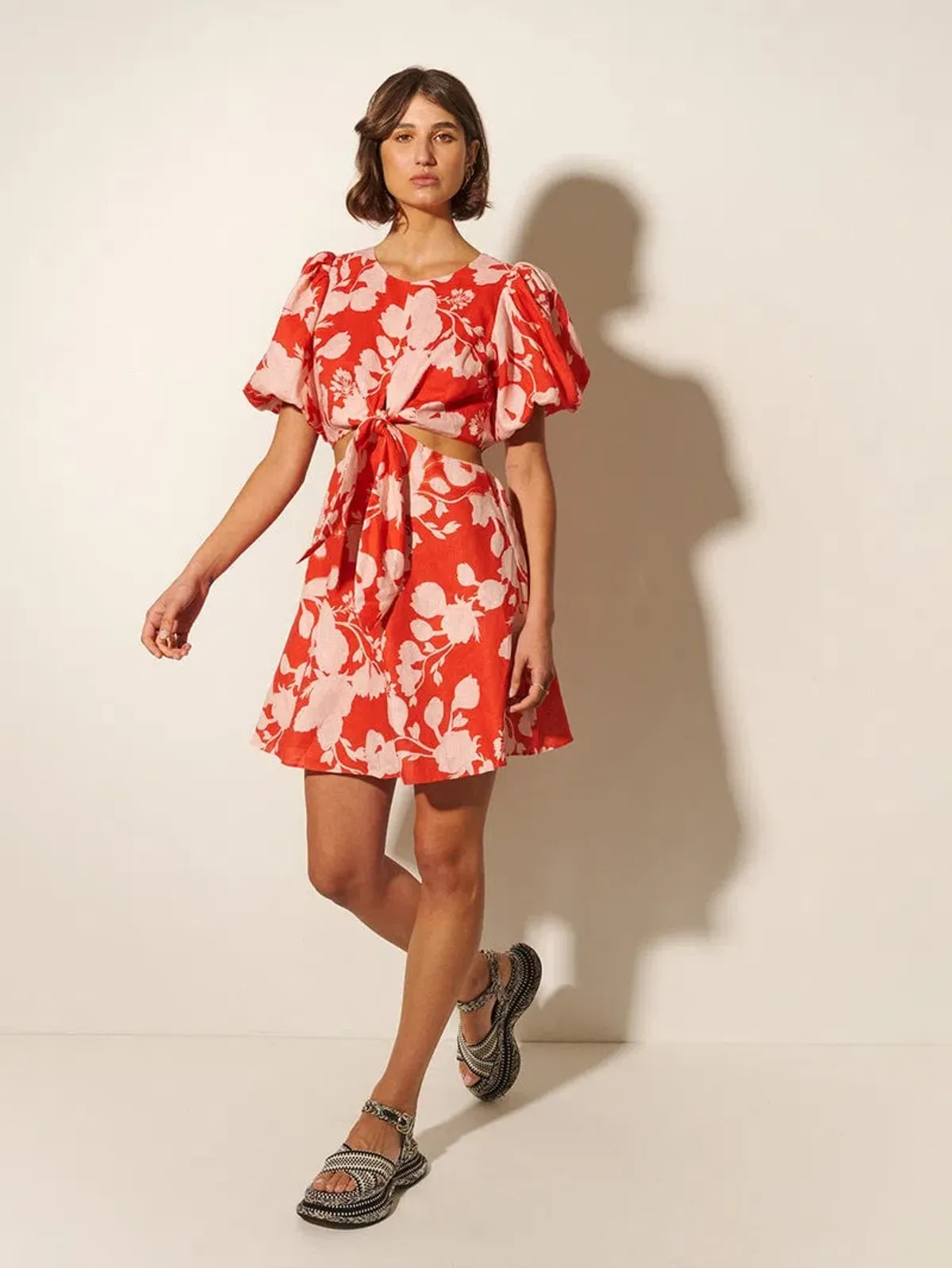 Kivari Delfina Cut Out Mini Dress Floral Size 10 - Image 1