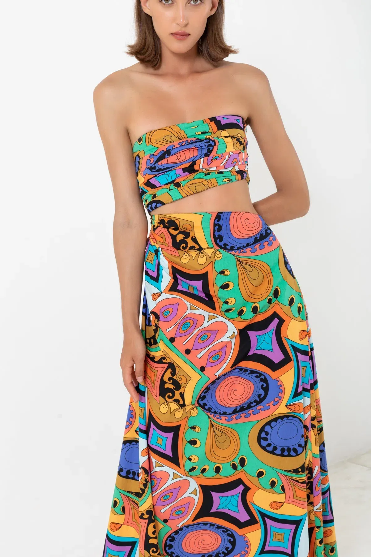 S/W/F Boutique Murano Asymmetrical Cut Out Maxi Dress Multi Size 6 / XS - Image 2