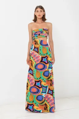 S/W/F Boutique Murano Asymmetrical Cut Out Maxi Dress Multi Size 6 / XS for rent on The Volte - image 1