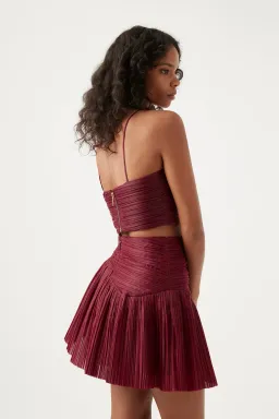 Aje Laurier Wave Cropped Top and Laurier Wave Mini Skirt Set Burgundy Size AU 8 &  10 for rent on The Volte - image 3