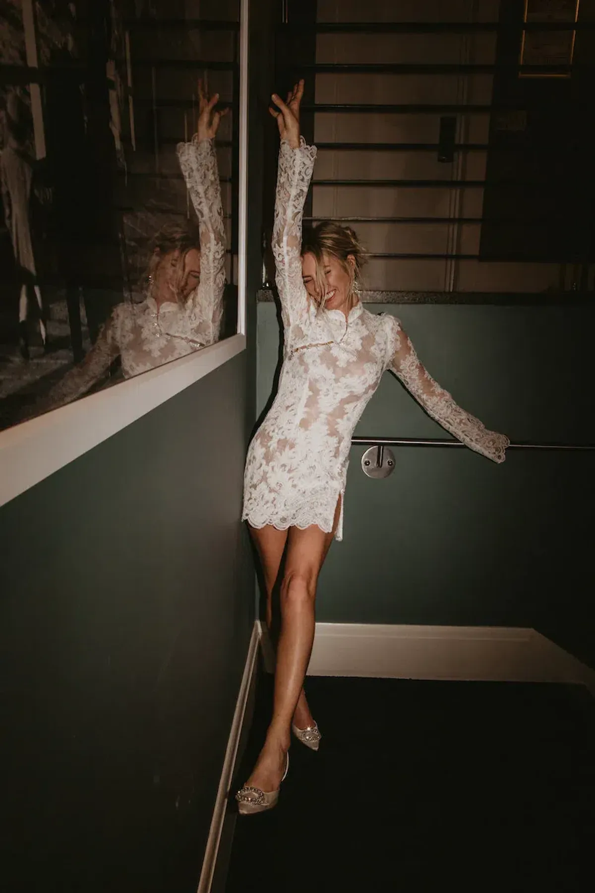 Stone Cold Fox Allure Dress White Lace Size 8 - Image 3