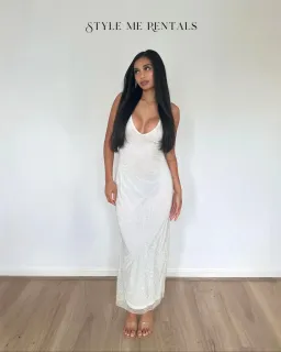 SLA the Label Gigi Diamanté Midi Dress White Size XS / AU 6 for rent on The Volte - image 2