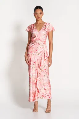 Sofia The Label Bloom Wrap Dress Pink Blossom Size 10  for rent on The Volte - image 1