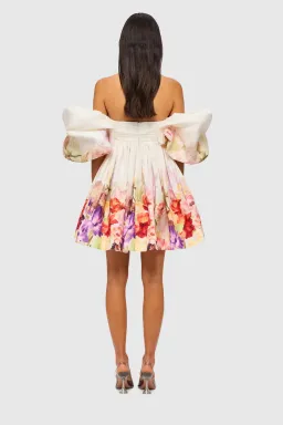 Leo Lin Eloise Puff Sleeve Mini Dress Cascade Floral Print Size 12 for rent on The Volte - image 2