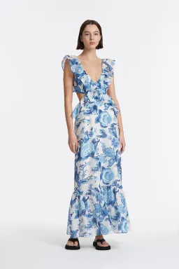 Sir the Label Amaris Frill Midi Dress Floral Print Size 2/AU 10  for rent on The Volte - image 1