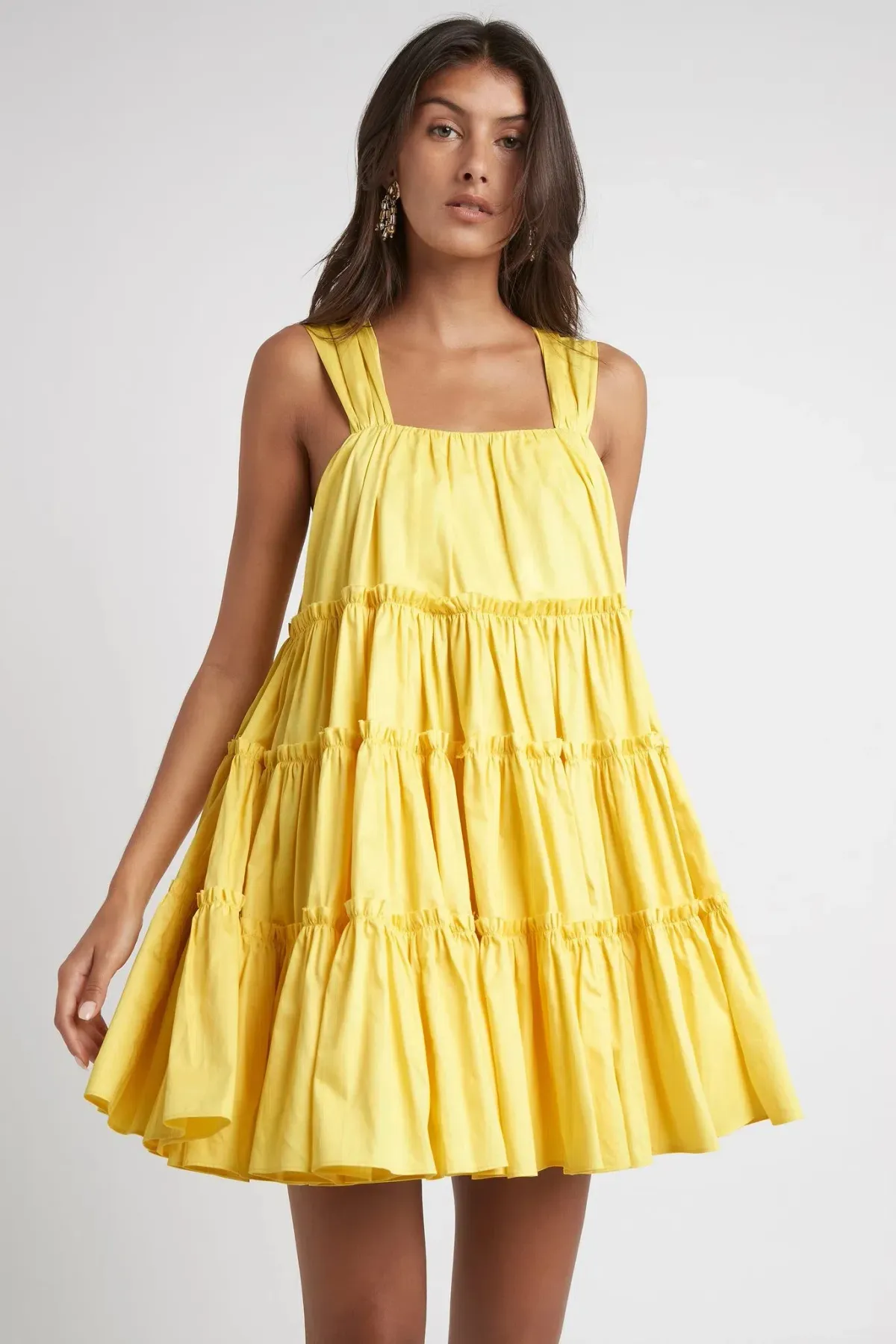 Aje Solstice Tiered Mini Dress Yellow Size 8 - Image 2