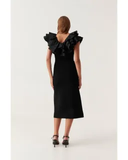 Aje Transcendent Ruffle Midi Dress Black Size 8 for rent on The Volte - image 5