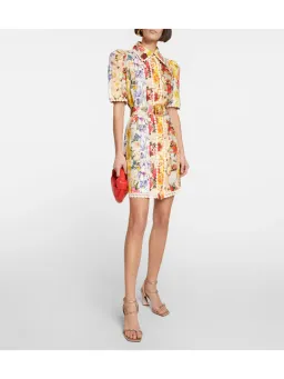 Zimmerman Wonderland Mini Shirt Dress in Spliced Stripe Floral Size 2 / AU 12 for rent on The Volte - image 1