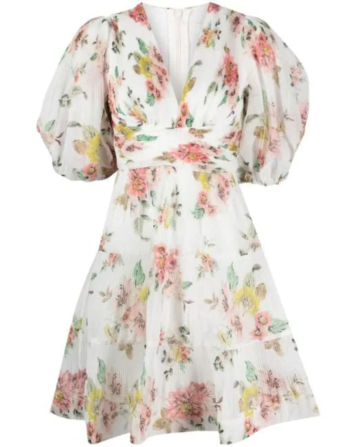 Zimmerman The Pleated Mini Dress in Coral Floral  Size 2/Au 12  - Image 3