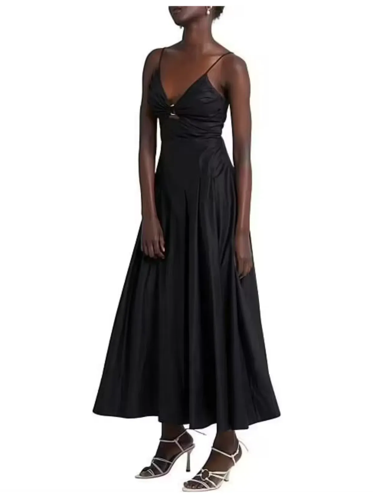Aje Solstice Strappy Ring Midi Dress Black Size AU 8 - Image 2