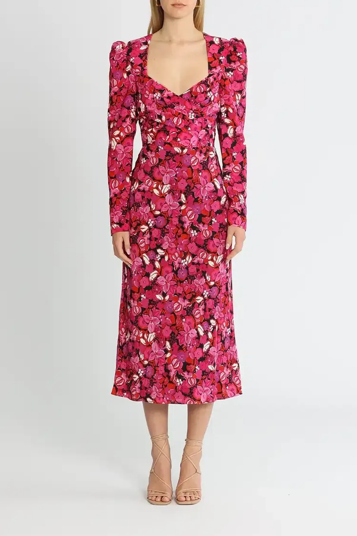 Rebecca Vallance Bramble Midi Dress Pink Floral Size 12 - Image 1