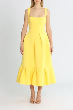 Rachel Gilbert Cora Midi Dress in Yellow Size 14 for rent on The Volte - image 1