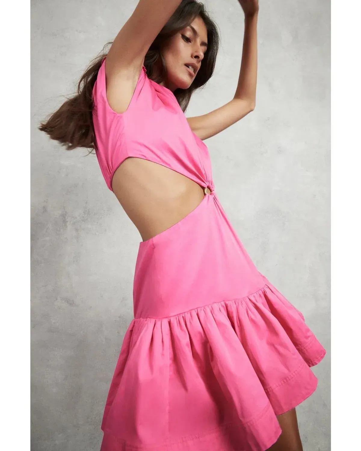 Aje Solstice Cut Out Ring Flip Mini Dress Hot Pink Size 8 - Image 4