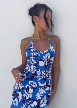 Bec & Bridge Clarisse Halter Maxi Dress in Blue Lagoon Hawaiian Floral Size 10 for rent on The Volte - image 3