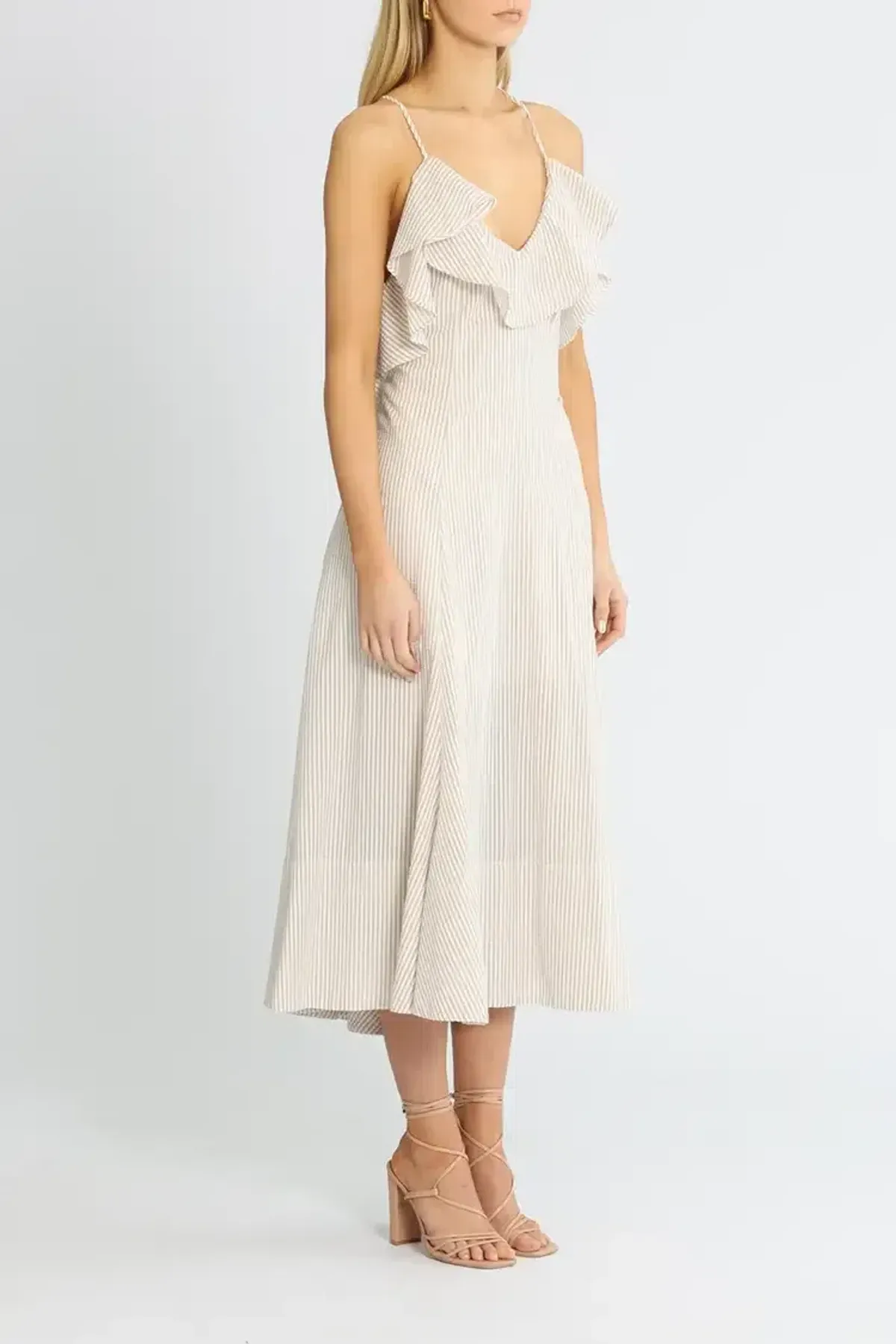 Shona Joy Sabina Cross Back Midi Dress Cream Size 6 - Image 2