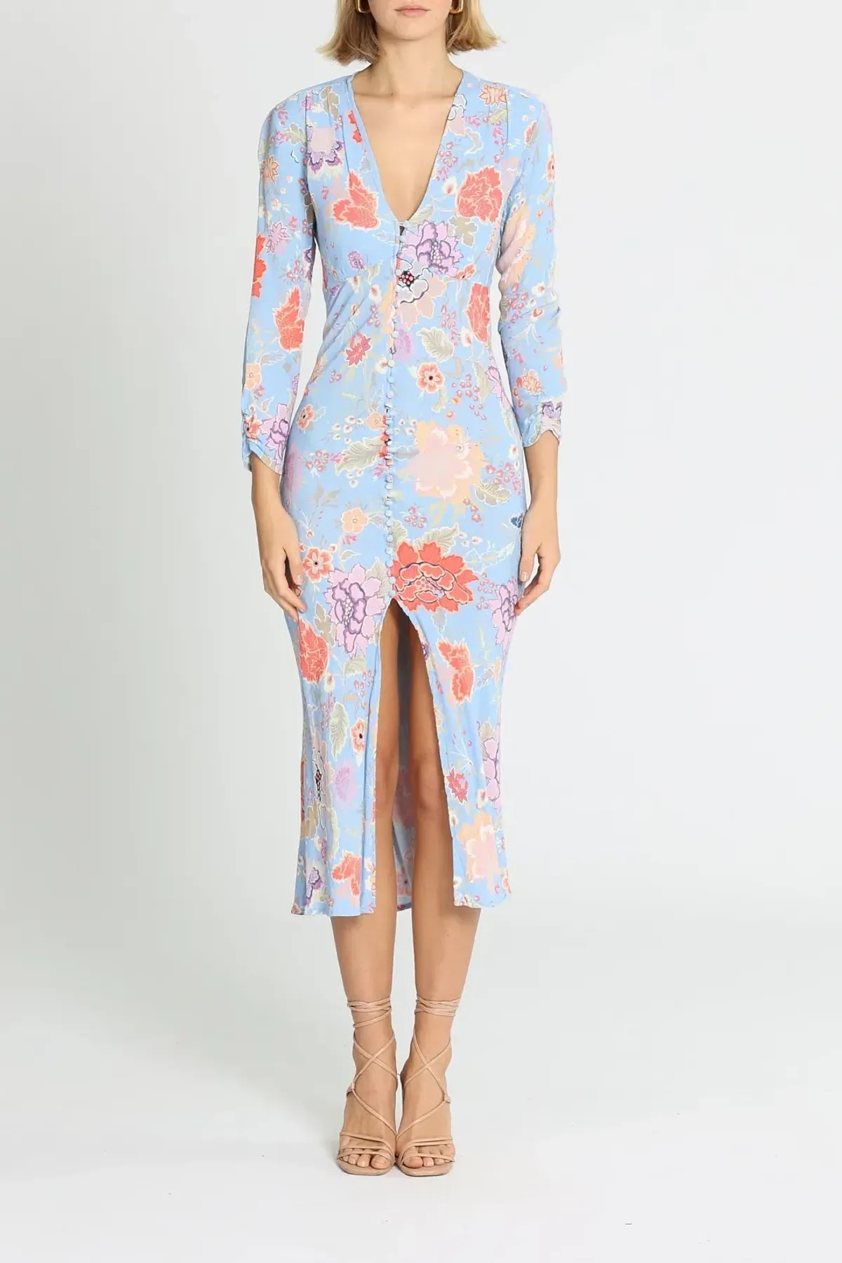 Rixo London Katie Button Down Midi Dress Floral Size 10 - Image 1