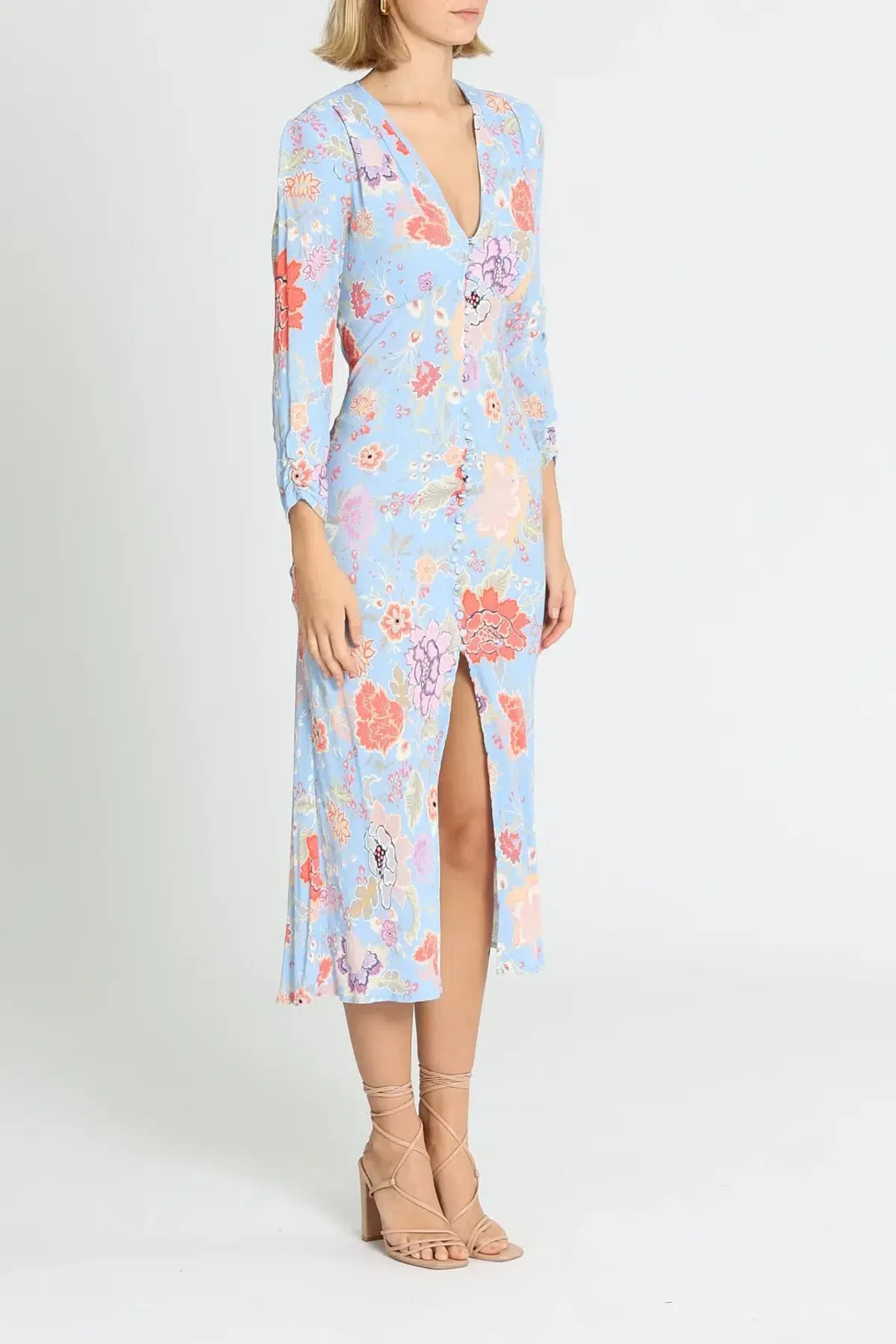 Rixo London Katie Button Down Midi Dress Floral Size 12 - Image 2