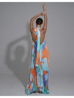 Lidee Opera Gown Capri Print Orange Size AU 10 for rent on The Volte - image 3