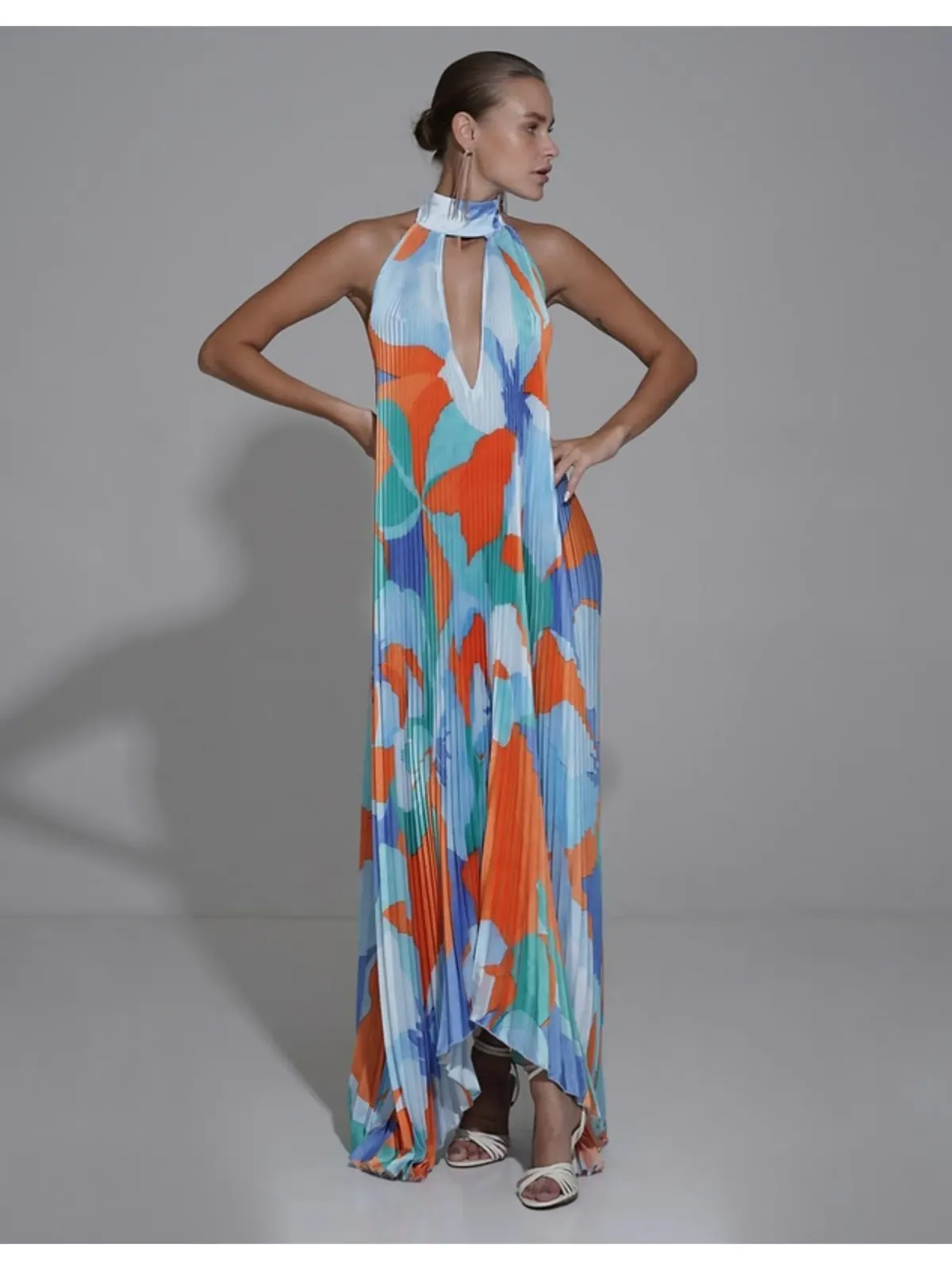 Lidee Opera Gown Capri Print Orange Size AU 12  - Image 1