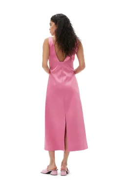Ganni Double Satin Halter neck Dress Wild Orchard Size 8  for rent on The Volte - image 4