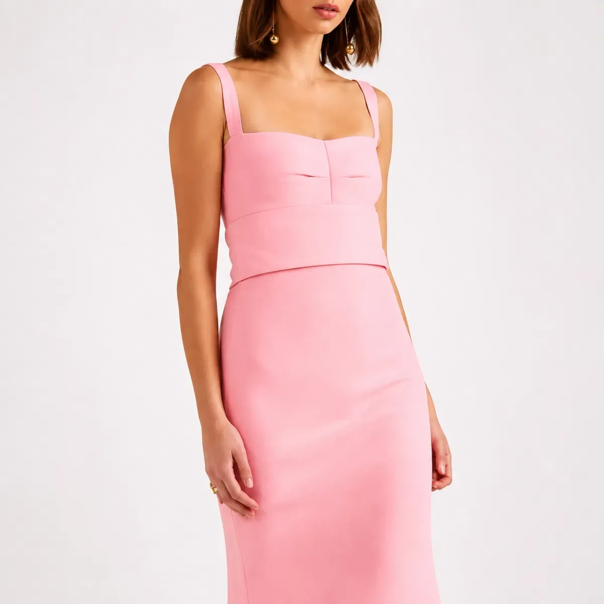 Scanlan Theodore Crepe Knit Bralette Dress Pink Size M - Image 3