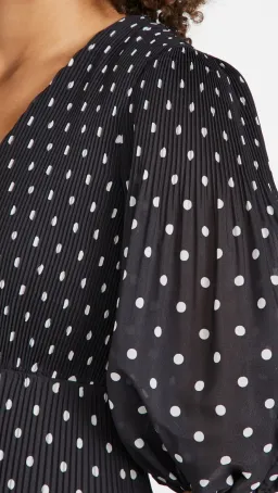 Zimmermann Pleated Long Sleeve Midi Dress in Black & Pearl Polka Dot Size 2 / AU 12 for rent on The Volte - image 4