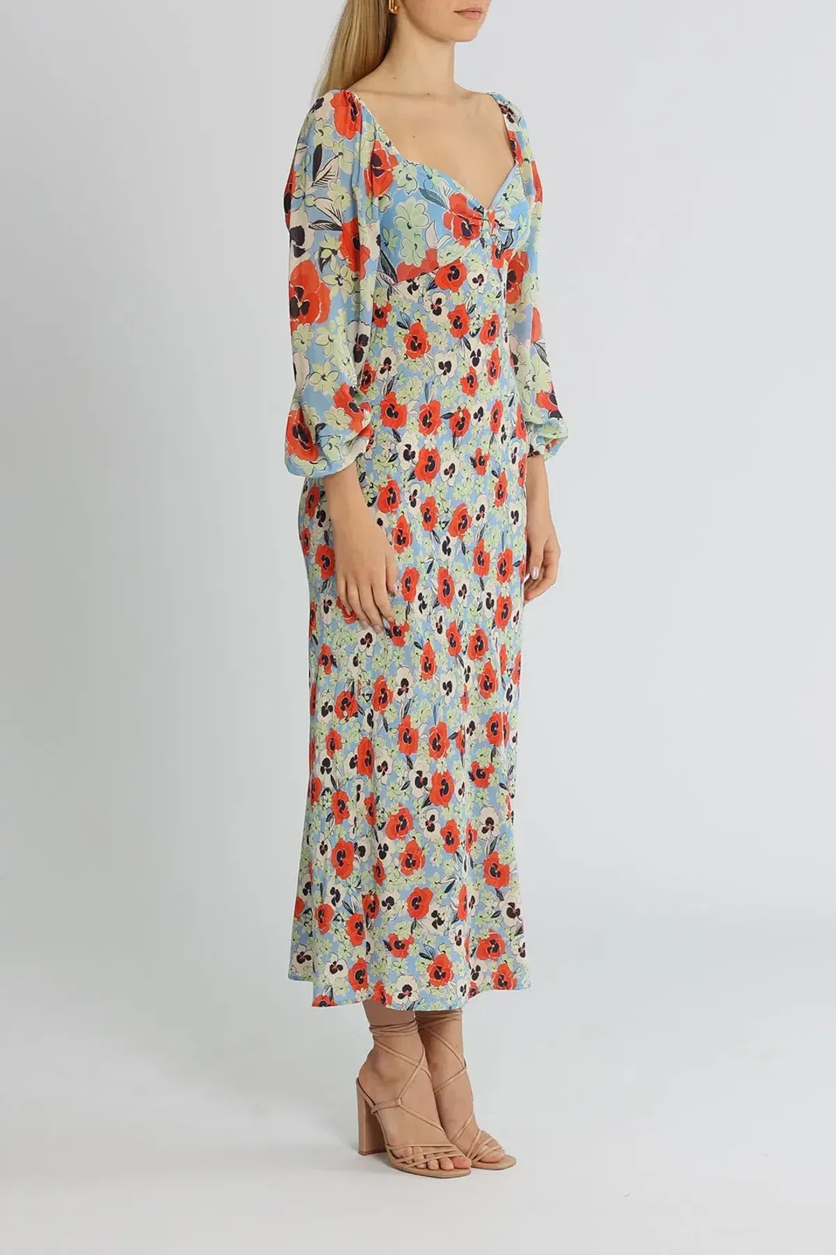 Rixo London Gio Neckline Midi Dress Floral Size 12 - Image 2