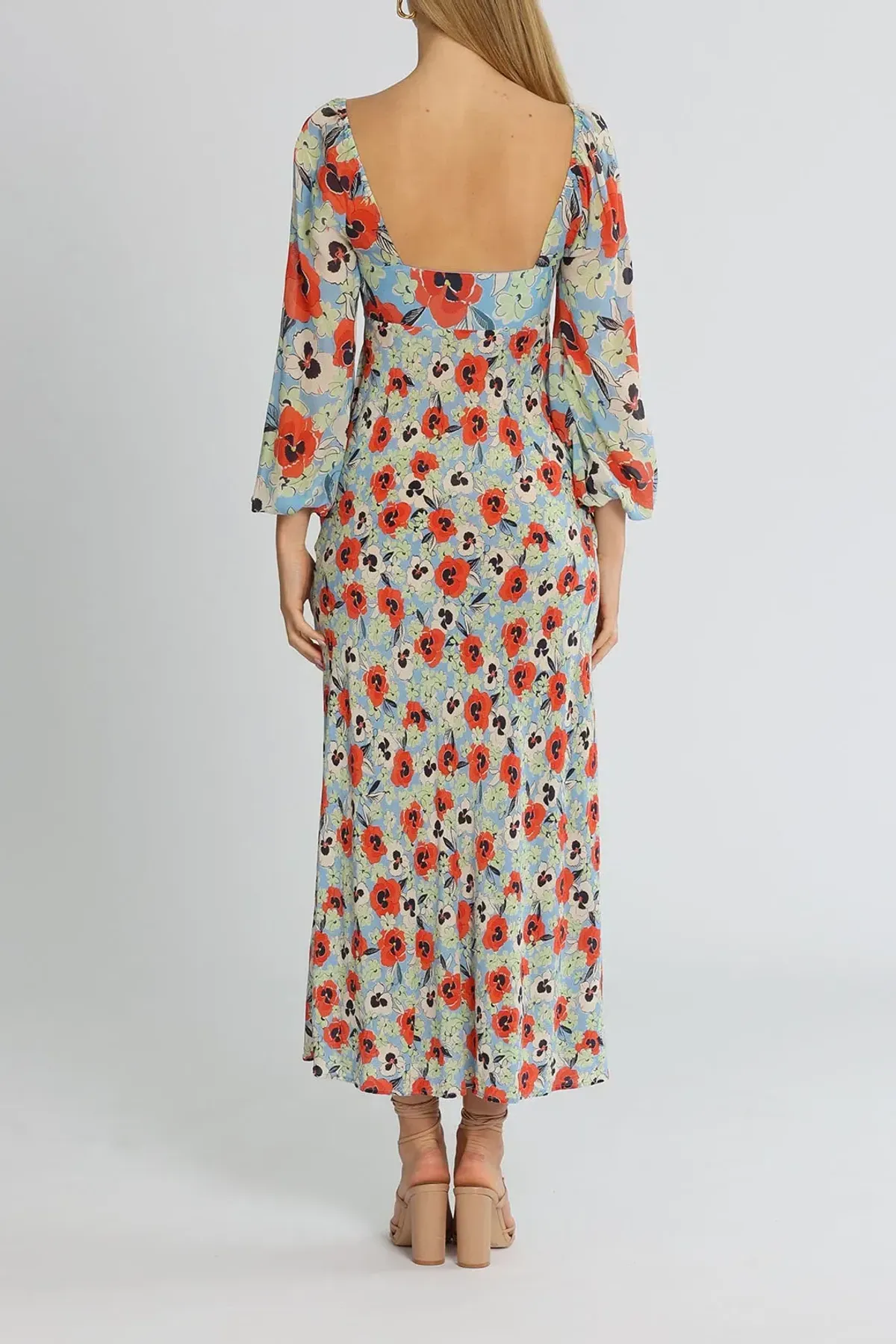 Rixo London Gio Neckline Midi Dress Floral Size 12 - Image 3