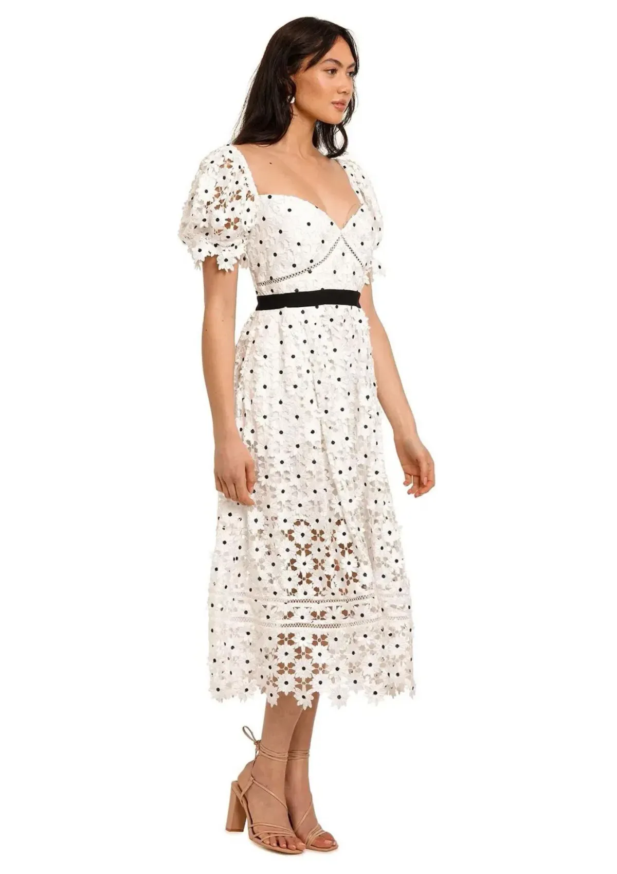 Self Portrait Daisy Lace Midi Dress in Polka Dot Size 10 - Image 1