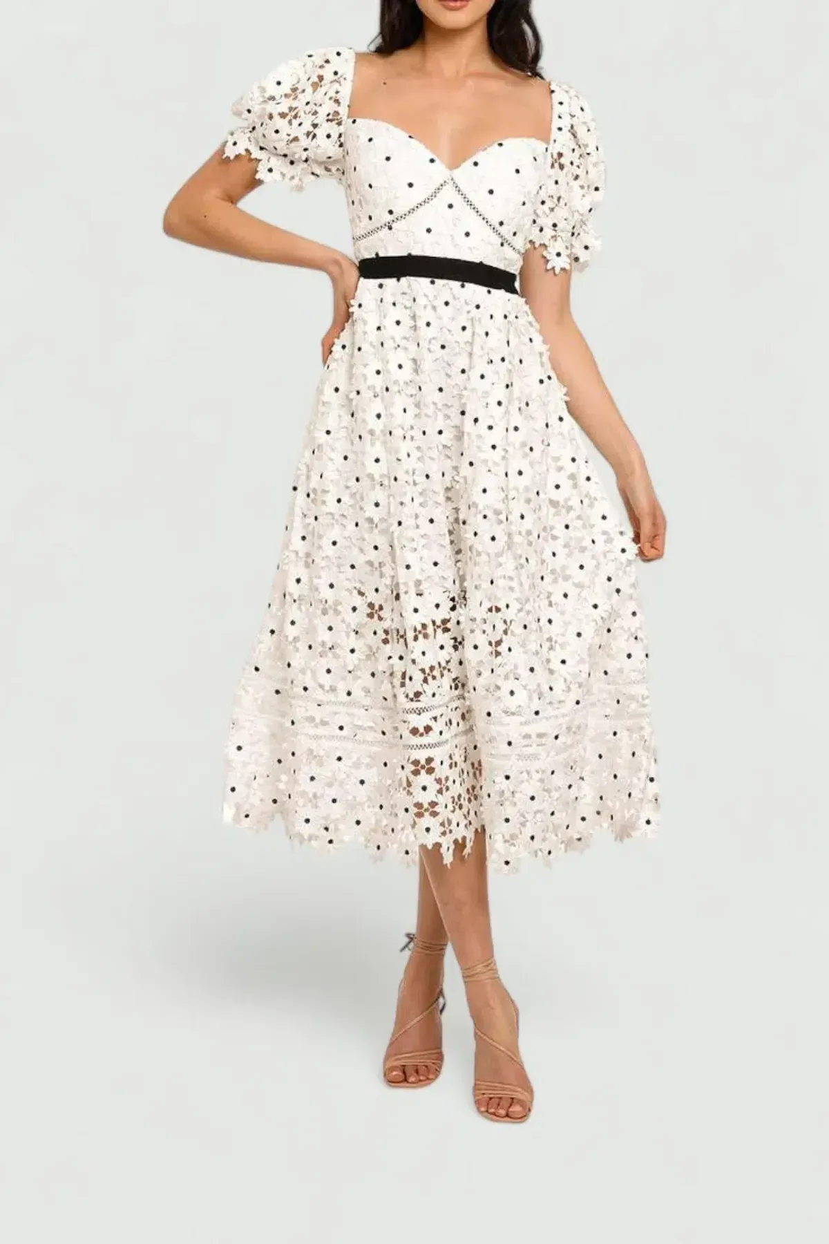 Self Portrait Daisy Lace Midi Dress in Polka Dot Size 10 - Image 2