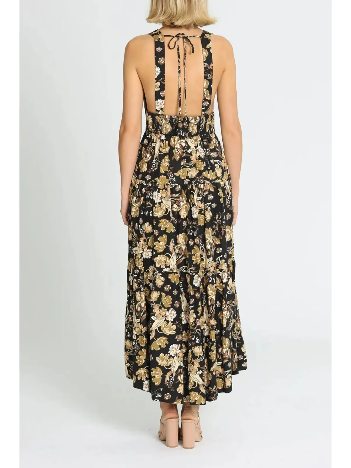 Shona Joy Palermo Plunged Low Back Midi Dress in Multi Size AU 10 - Image 3