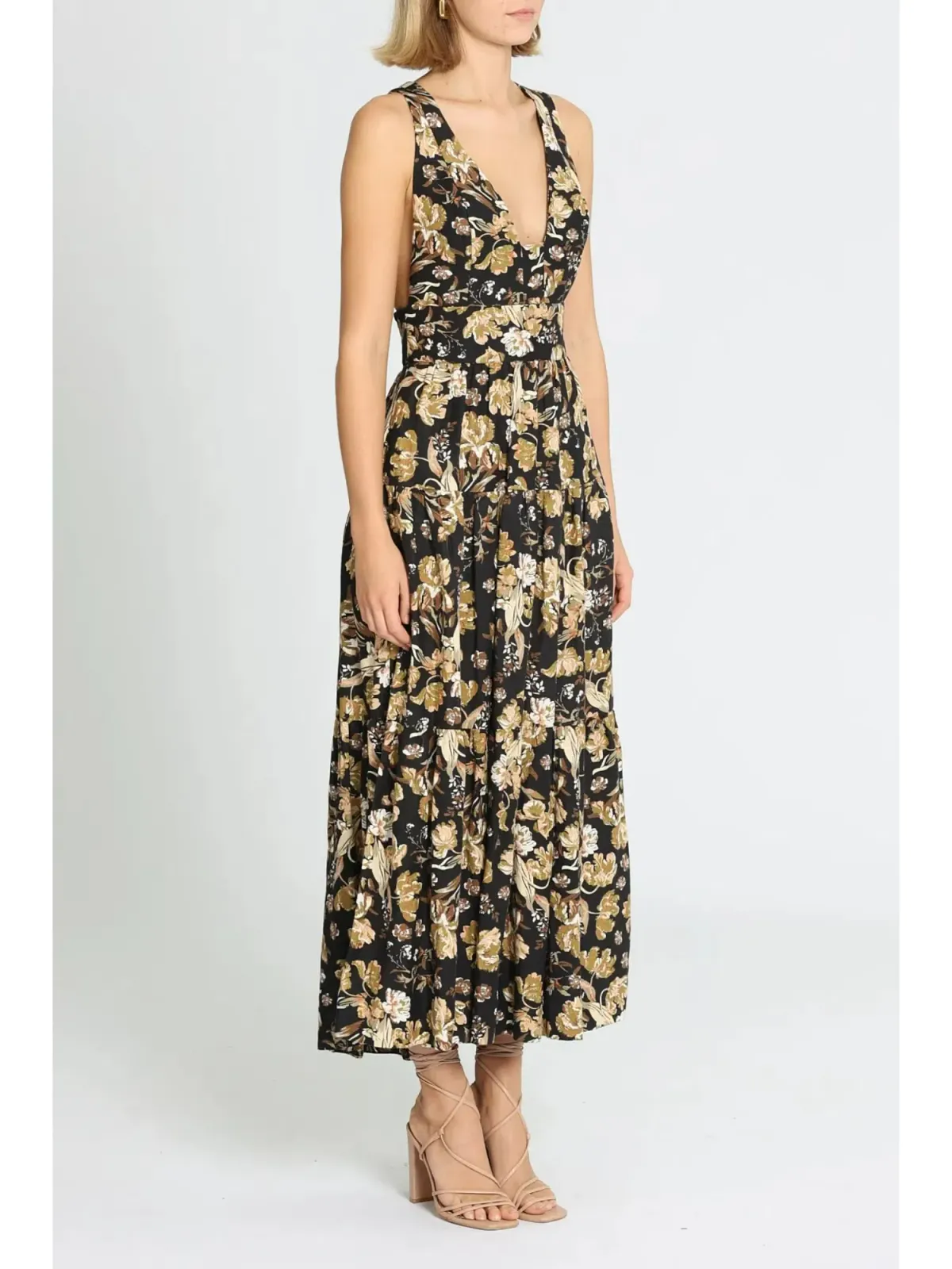 Shona Joy Palermo Plunged Low Back Midi Dress in Multi Size AU 10 - Image 2