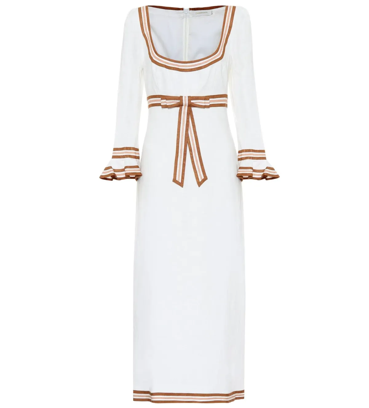 Zimmermann Super Eight Ribbon Midi Dress Ivory Size 1/Au 10 - Image 3