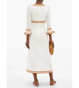 Zimmermann Super Eight Ribbon Midi Dress Ivory Size 1/Au 10 for rent on The Volte - image 2