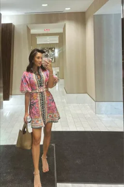 Zimmermann The Ginger Buttoned Mini Dress in Pink Multi Size 2/Au 12 for rent on The Volte - image 3