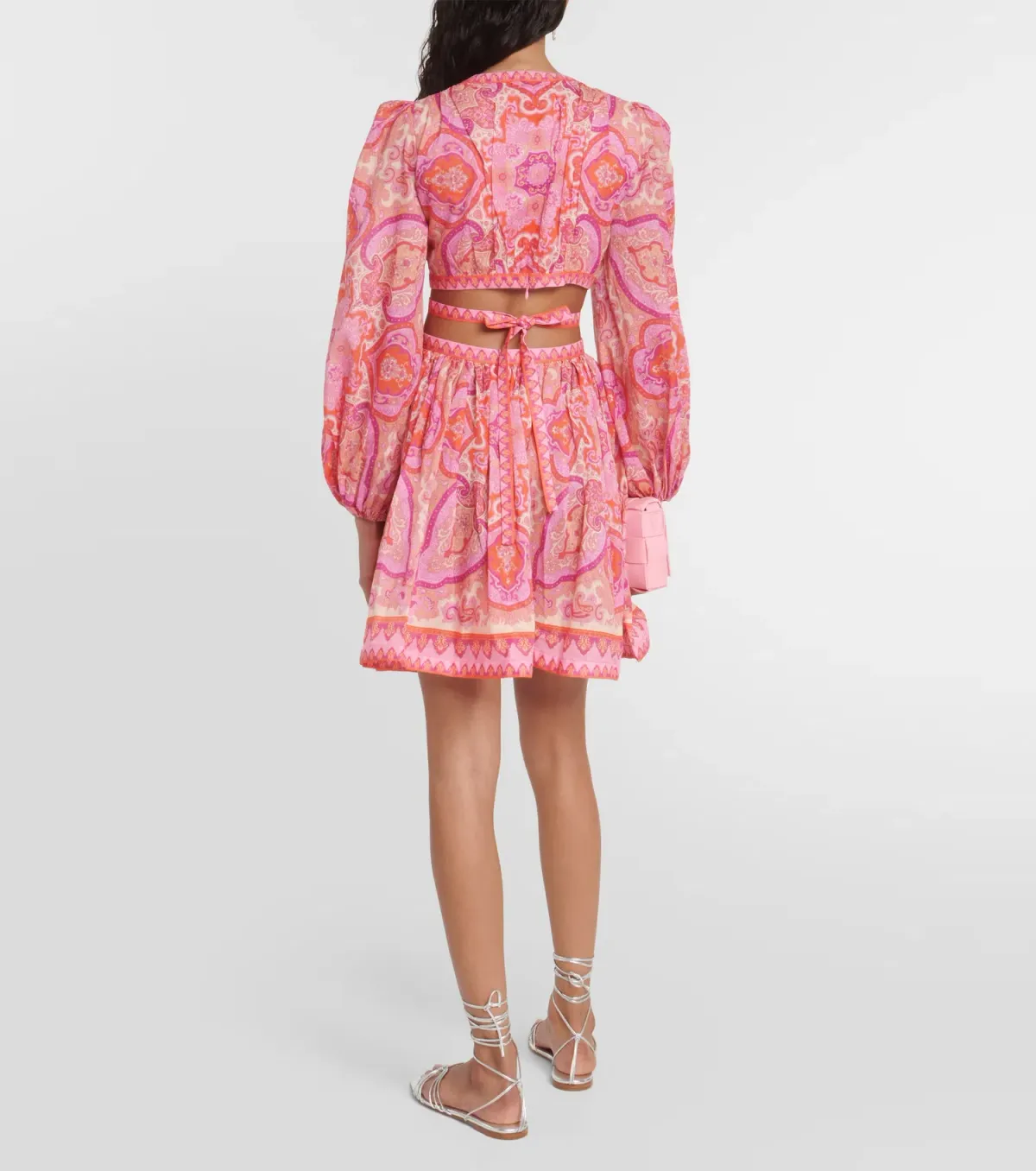 Zimmermann Halcyon Self Tie Mini Dress Pink Purple Paisley Size 2 / AU 12 - Image 3