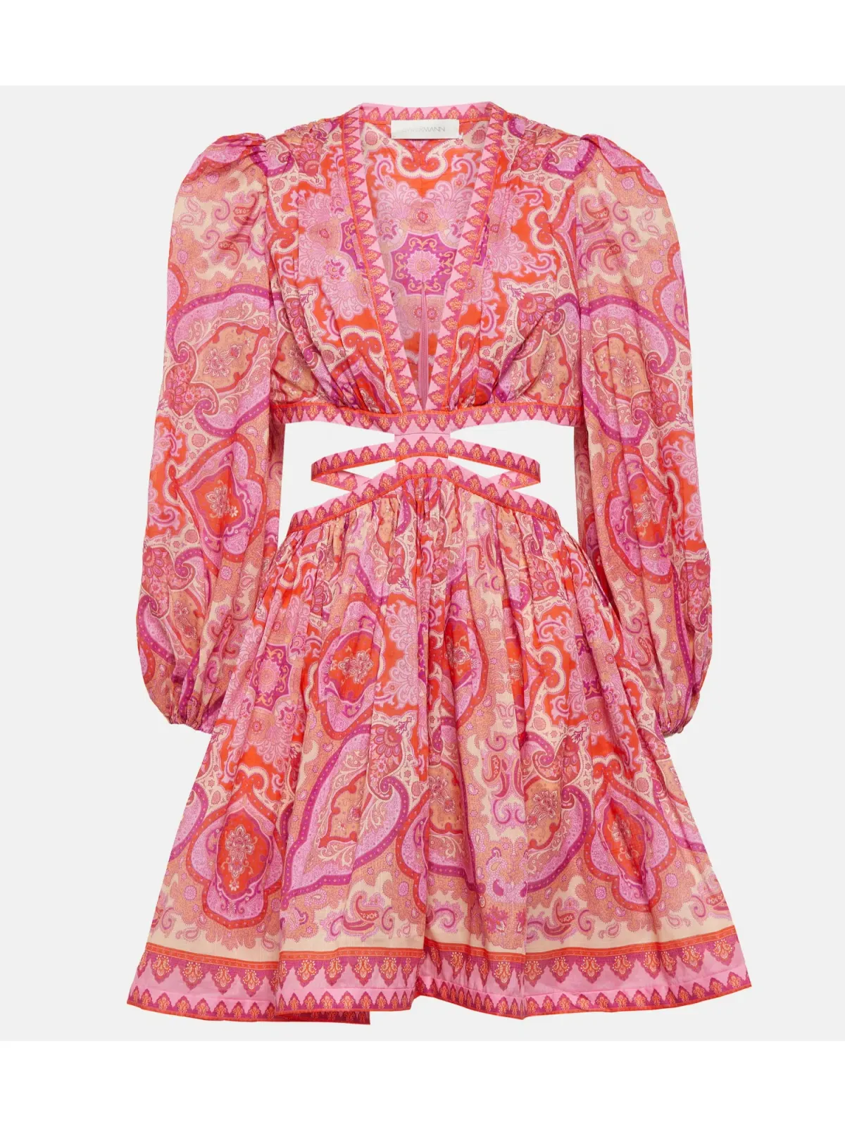 Zimmermann Halcyon Self Tie Mini Dress Pink Purple Paisley Size 2 / AU 12 - Image 6