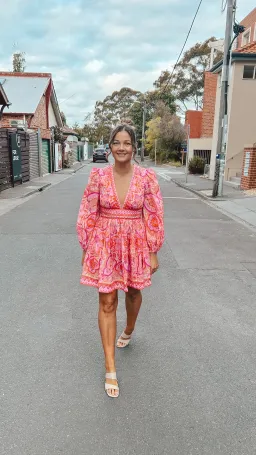 Zimmermann Halcyon Self Tie Mini Dress Pink Purple Paisley Size 2 / AU 12  for rent on The Volte - image 5