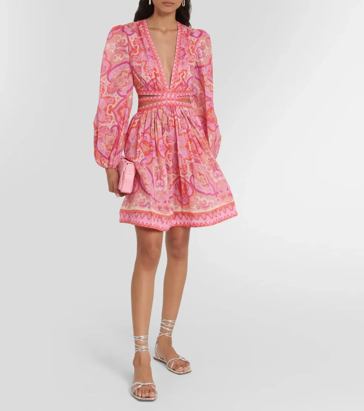 Zimmermann Halcyon Self Tie Mini Dress Pink Purple Paisley Size 2 / AU 12 - Image 1
